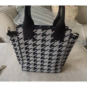 Rothys Mini Handbag Black White Houndstooth Knit Crossbody Tote Bag